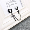 Punk One-peice Tassel Clip Earrings Cross Hoop Earrings for Women Teens Men Ear Cuffs Alloy Hip Hop Jewelry Earing Metal Chain - Image 5