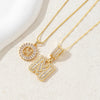2Pcs Full CZ Zircon Iced Crystal Initial Letter Flower Necklace Women Copper A-Z Alphabet Pendant Couple Jewelry Birthday Gifts - Image 5