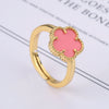 9-Color Minimalist Shell Stone Plant Flower Ring With Adjustable Opening For Women's Temperament Clover - Image 5