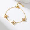 Stainless Steel Sparkling White Zircon Flower Necklace Bracelet Earrings Set For Women Jewelry Gift - Image 6