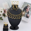 Gold Plated Women Jewelry Set Simple Lines Earrings Ring Colored Zircon Necklace Bangle For Wedding Party - Image 7