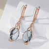 Rose Gold Color Drop Earrings for Women Unique Geometric Hollow Zircon Accessories Daily Jewelry - Image 3