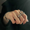 Silver Rings For Women Simple Vintage Handmade Adjustable Finger Hollow Ring Band Female Gift - Image 2