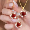 3pcs Shining Zircon Flower Jewelry Sets for Women Light Imitation Pearl Pendant Necklace Earrings Banquet Party Jewelry - Image 2