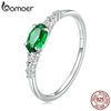 Silver Oval Gemstone Ring for Women Green Pink Zirconium Prongs Setting Ring Wedding Bridal Jewelry Gift - Image 1
