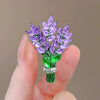 Purple Lavender Brooch Women's Brooches Crystal Rhinestone Bouquet Pins Clothing Coat Jewelry Girl Gift - Image 4