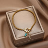 Zircon Cross Charm Bracelet for Women Stackable Birthstone Bracelet Stainless Steel Beaded Stretch Hand Chain Jewelry Girlfriend - Image 4