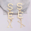 Vintage Metal Letter Statement Earrings for Women Exaggerate Punk English Alphabet Sex Dangle Drop Earrings Jewelry Gift - Image 2