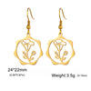 Birth Flowers Dangle Earrings Stainless Steel Gold Color Daisy Rose Snowdrop Women's Floral Earring Jewelry Birthday Gift - Image 19