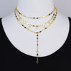 Geometric Rhombus Shaped Small Charm Choker Y Lariat Three Layer Women Neckace Gold Color Jewelry - Image 1