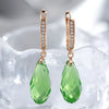 Shiny Pendant Earrings Rose Gold Water Drop Green Zircon Inlay Party Wedding Jewelry - Image 4