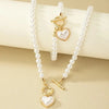 2 Pcs Creative Imitation Pearl Love Necklace With Bracelet Jewelry Set For Women Weddings Banquets Parties Festivals Gifts - Image 5