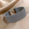 Vintage Stainless Steel Braided Mesh Open Bracelet Classic Cuff Jewelry Bangles for Women Men Daily Party Jewelry - Image 6
