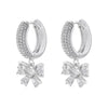Pearl Heart Hoop earrings 4 lines Cubic zirconia women huggie earrings Sweet Bow drop earrings - Image 9