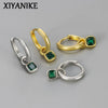 Green Square Zircon Drop Dangle Earrings Hoop For Women Girl Jewelry Accessories Gift Party Holiday - Image 1