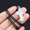 Charm Natural Semiprecious Stone Cross Shape Crystal Tiger Eye Agate Pendant Necklace Jewelry Gift for Women 25x18mm - Image 58