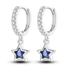 Silver Dark Blue Star Earrings For Women Shiny CZ Inlaid Dangle Earrings Cute Bohemian Jewelry Gift - Image 1