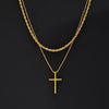 2Pcs Stainless Steel Cross Pendant Necklace For Men Titanium Steel Twisted Rope Box Chain Choker Women Punk Jewelry - Image 6