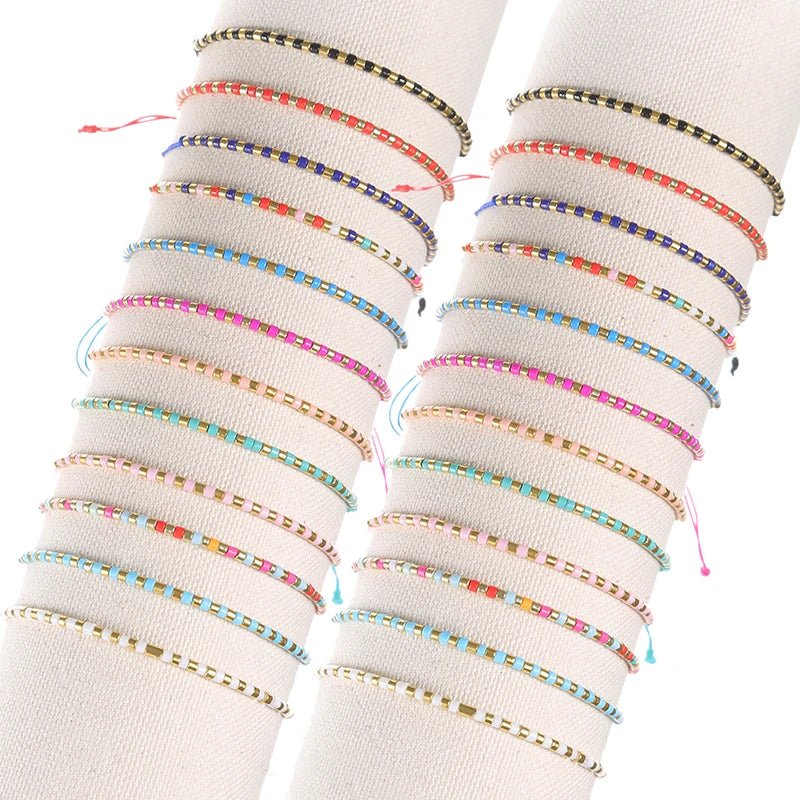 12-Piece Multicolor Resin Bead Bracelet Set with Adjustable Rope Design - Image 1