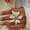 Elegant White Flower Rings for Women Vintage Big Petals Open Chunky Finger Ring Romantic Glazed Design Wedding Knuckle Jewelry - Image 9