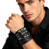 1Set Black Punk Skull Star Shaped Alloy Pu Leather Bracelet - Image 3