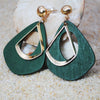 Vintage Hollow Water Droplet Dangle Earrings for Women Metal Wood Double Layer Hollow Out Geometric Drop Earrings Jewelry - Image 4
