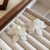 White Resin Flower Hoop Earrings For Women Metal C Shape Statement Earings Jewelry Accessories - Image 8