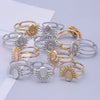 6Pcs Stainless Steel Gold Plated Irregular Blank Base Cabochon Open Rings Punk Geometric Men Party Chunky Jewelry - Image 6