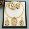 Gold Plated Jewelry Set Wife Women Crystal Necklace Earring Bracelet Ring African Bridal Wedding Party Christmas Gift - Image 1