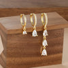 3PCS Stainless Steel Water Drop Tassel Hoop Earrings Set For Women Gold Plated Zircon Piercing Earring Korean Jewelry - Image 10
