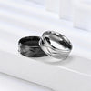 Men’s Silver Color Black Stainless Steel Ring Groove Multi-Faceted Ring for Men Women Engagement Ring Anniversary Gifts - Image 3
