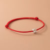 Silver Flowers Red Rope Clover Adjustable Bracelet For Women Jewelry Minimalist Accessories - Image 2