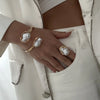 French Style Baroque Imitation Pearl Torque Necklace Bangle Ring Set For Women Punk Gold Silver Color Clavicle Jewelry Set - Image 3