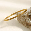 Stainless Steel Hammered Texture Small Round Rhinestone Closed Bracelet Gold Plated For Women's Gift - Image 2