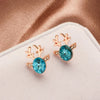 Cartoon Animal Deer Stud Earrings Small Antler Earing For Girls Kid CZ Crystal Stone Christmas Gift Jewelry Women - Image 2