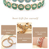 Happy Bangle Paved Diamond Enamel Beaded Bracelets For Women Boho Gold Color Elastic Bracelets - Image 39