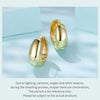 Gold Plated Silver Post Glossy Hoop Earrings, High Polished Statement Jewelry for Women - Image 10