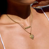 Simple Classic Gold Color Stainless Steel Rhinestone Ribbed Love Pendant Necklace Stackable Square Necklace Women's J - Image 3