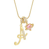 Letter Necklace for Women Pink Zircon Heart-shaped Pendant Suitable for Girls to Wear Personalized Gold-plated Jewelry - Image 1