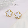 High-Quality Stainless Steel Five-Leaf Flower Clover Ladies Studs Earrings Simple For Woman Plum Flower Jewelry Party Gift - Image 9