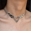 Punk Silver Color Flame Heart Choker Necklace For Women Men Gothic Hip Hop Metal Thorn Cross Heart Clavicle Chain Y2K Jewelry - Image 7