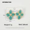 Charming four-leaf flower colorful enamel gold-plated women's earrings, high-quality earrings, wife's gift - Image 3