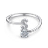 Silver Initial Rings for Women Girls, Adjustable Initial Rings Cubic Zirconia Stackable Alphabet Letter Rings Gift - Image 19