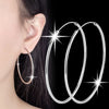 Silver Round Hoop Earrings For Women lady 5/6CM Diameter wedding party Jewelry Couple Gift - Image 3