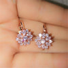 Rose Gold Color Hoop Earrings Flower Cluster Clear CZ Crystal Zirconia Earring for Women Jewelry - Image 1