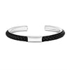 Mens Bangle,Black PU Leather Cuff Bracelets, Adjustable Open Stainless Steel Bracelet Gift - Image 7