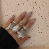 6pcs/Set Vintage Metal Flower Ring Set for Women Punk Elegant Baroque Faux Pearl Knuckle Rings Daily Wear Party Holiday Gifts - Image 7