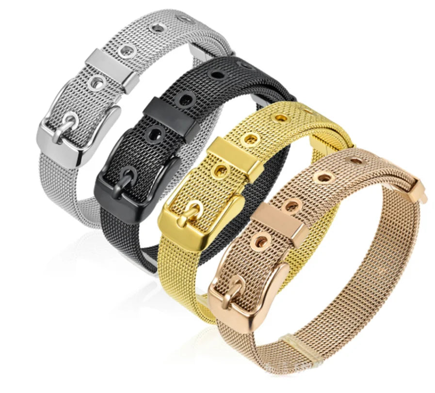10pcs 8mm/10mm Stainless Steel Bracelet Bangles Wristband Accessory Fit Jewelry For Slide Letters Charms - Image 1