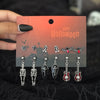 Ingemark 6Pairs/Set Halloween Red Crystal Skull Spider Metal Drop Earrings for Women Goth Cross Rose Piercing Earrings Jewelry - Image 8