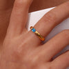 Gold Plated Shiny 12 Colors Birthstone Ring Stainless Steel Gold Plated Zircon Rings Zodiac ConstellationFor Women - Image 21